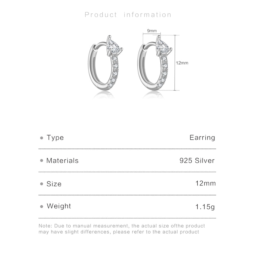 1 Pair 18K Gold Plated White Gold Plated 925 Sterling Silver Zircon 925 Sterling Silver Earrings Geometric Hoop Earrings