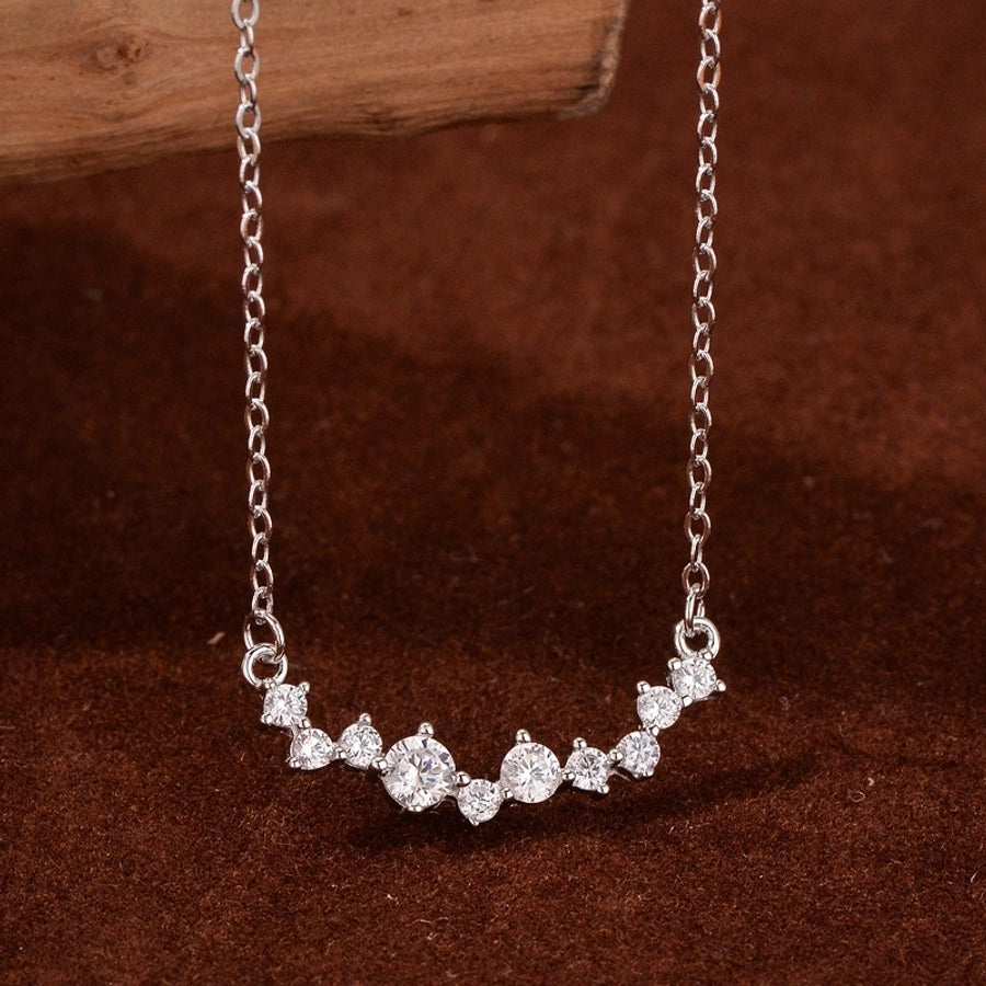 925 Sterling Silver Zircon cable chain Geometric Necklace