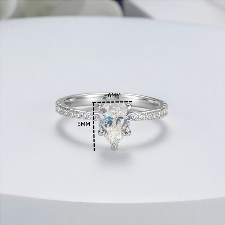 White Gold Plated Platinum Plated Rhodium Plated Sterling Silver Zircon Water Droplets Rings 925 Sterling Silver Rings