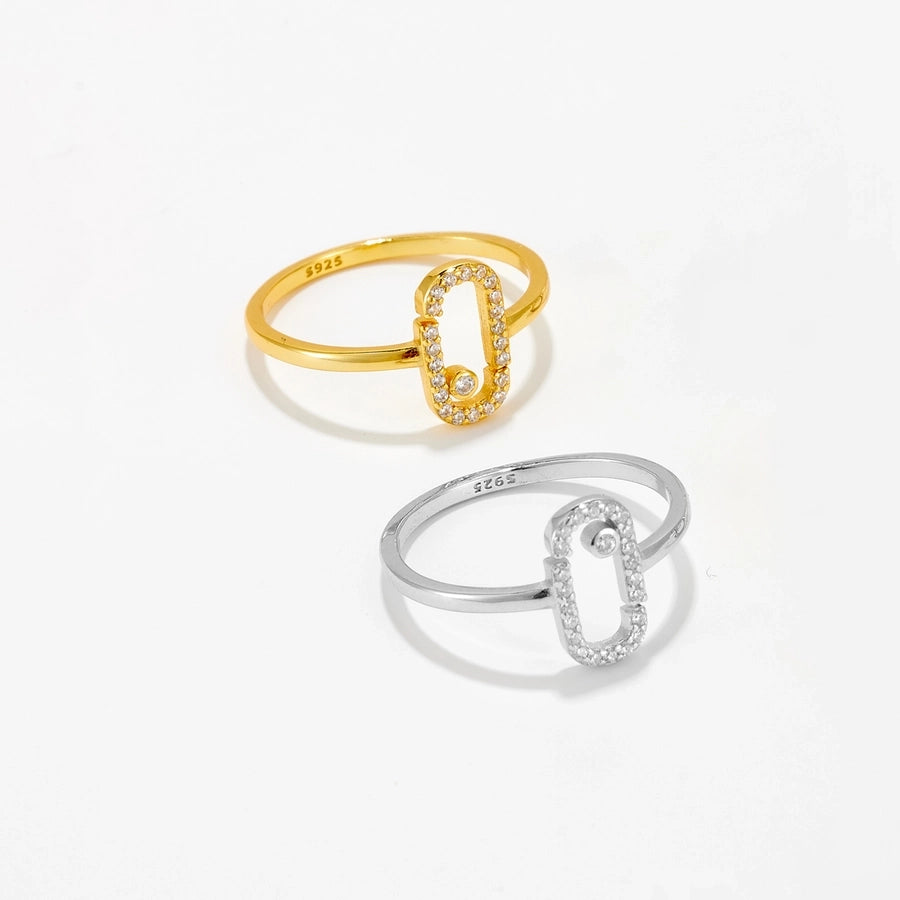 18K Gold Plated White Gold Plated 925 Sterling Silver Zircon Geometric Open Rings 925 Sterling Silver Rings