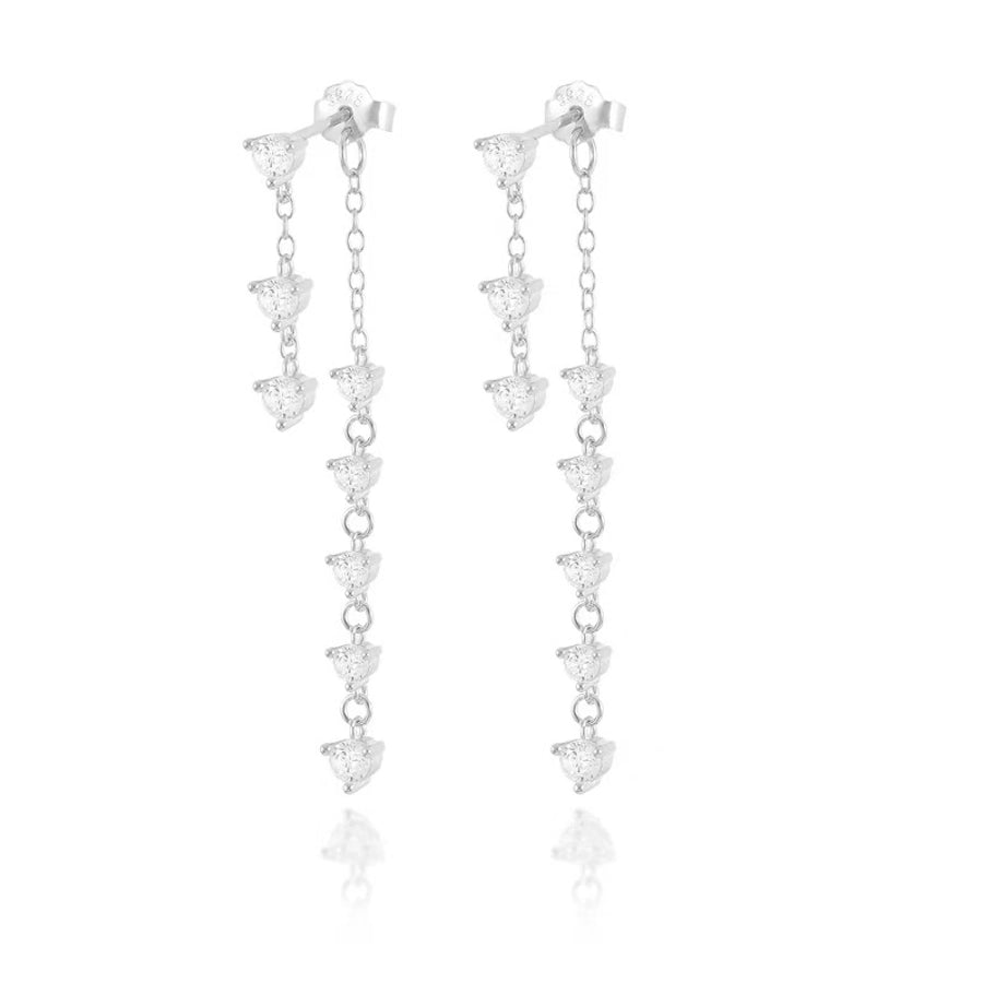 K Gold Plated White Gold Plated 925 Sterling Silver Zircon 925 Sterling Silver Earrings Tassel Drop Earrings