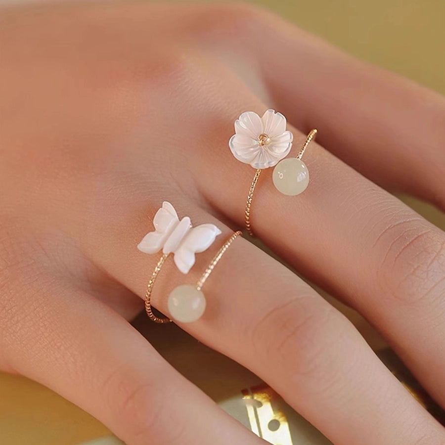 925 Sterling Silver Flower Butterfly Rings 925 Sterling Silver Rings