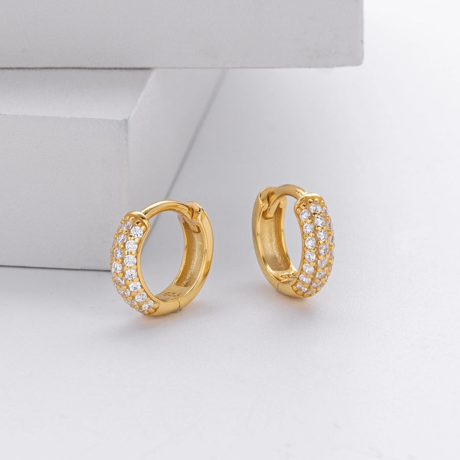 1 Pair 18K Gold Plated White Gold Plated Rhodium Plated 925 Sterling Silver Zircon 925 Sterling Silver Earrings Oval Earrings