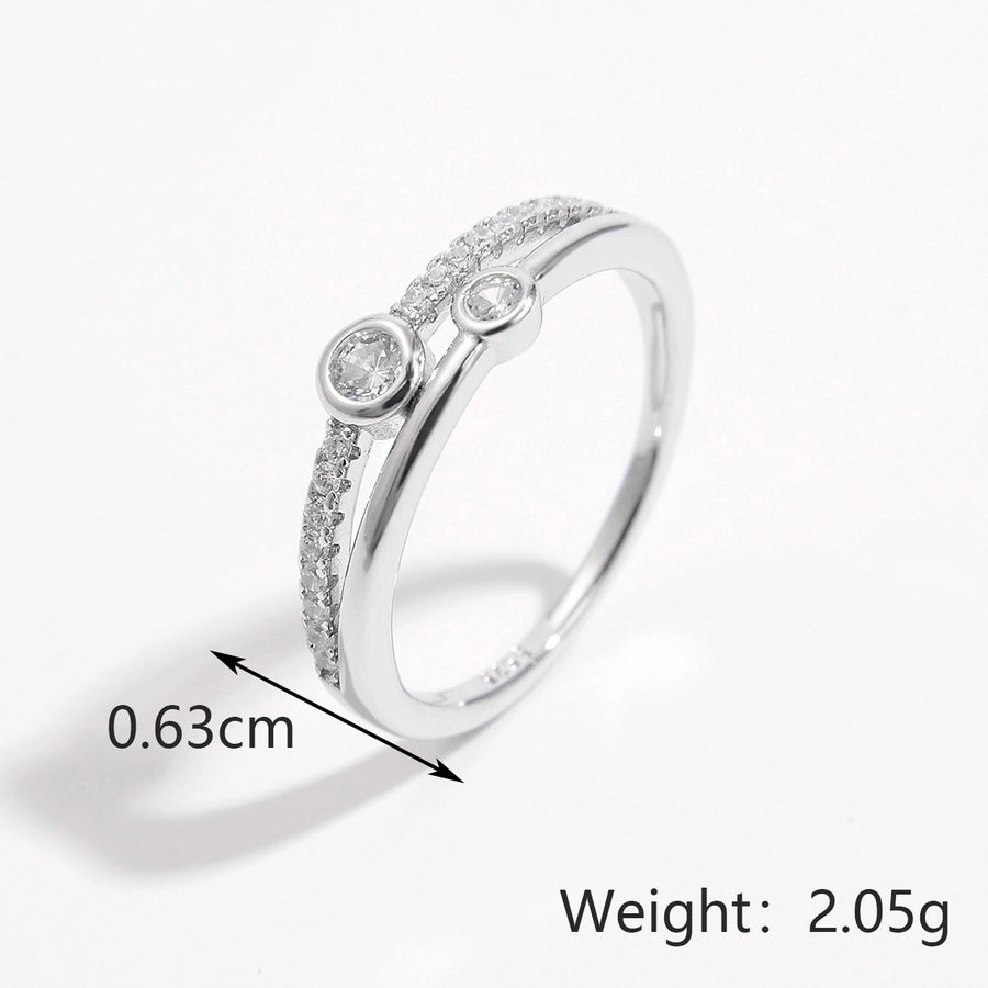 White Gold Plated 925 Sterling Silver Zircon Round Rings 925 Sterling Silver Rings