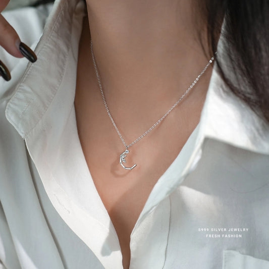 S999 Silver Zircon cable chain Plating Bamboo Pendant Necklace