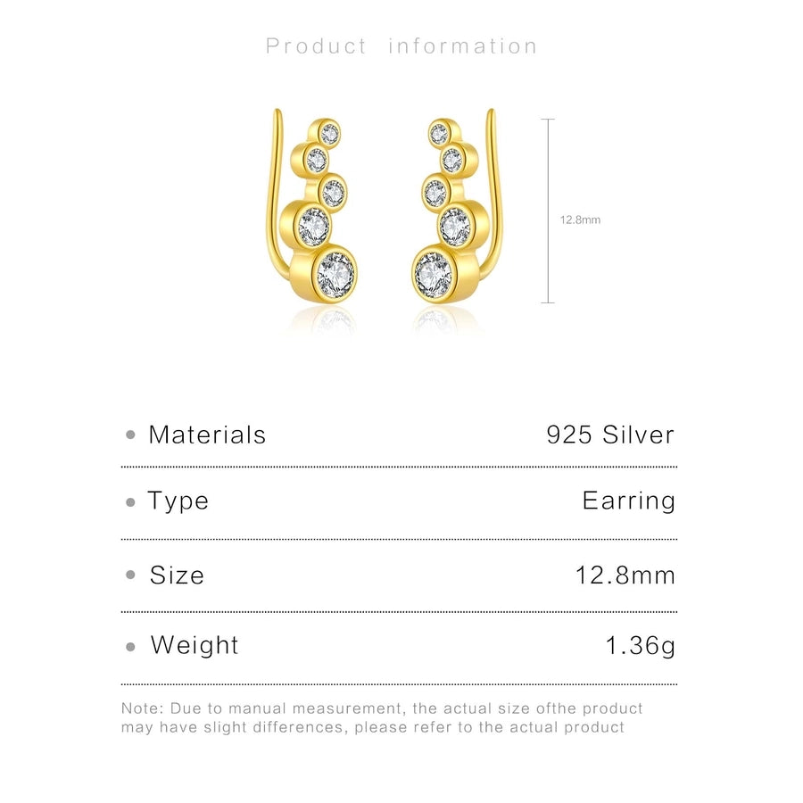 1 Pair 18K Gold Plated White Gold Plated 925 Sterling Silver Zircon 925 Sterling Silver Earrings Geometric Ear Studs