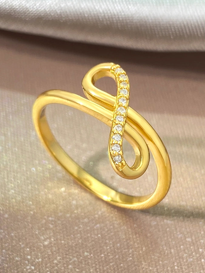 18K Gold Plated White Gold Plated 925 Sterling Silver Zircon Infinity Rings 925 Sterling Silver Rings