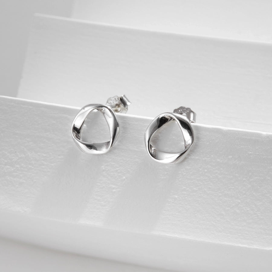 1 Pair Rhodium Plated 925 Sterling Silver 925 Sterling Silver Earrings Geometric Ear Studs