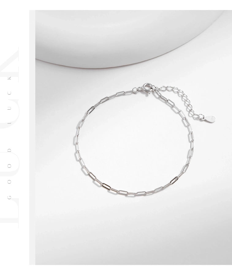 925 Sterling Silver cable chain Bracelets Simple Style