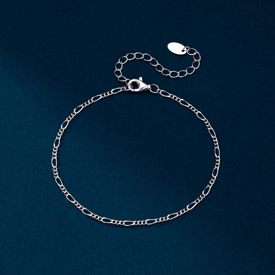 925 Sterling Silver figaro chain Bracelets Simple Style