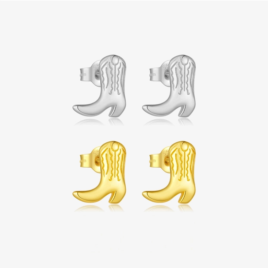 1 Pair 18K Gold Plated White Gold Plated 925 Sterling Silver 925 Sterling Silver Earrings Boots Ear Studs