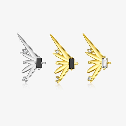 1 Piece 18K Gold Plated White Gold Plated 925 Sterling Silver Zircon 925 Sterling Silver Earrings Solid Color Ear Cuffs