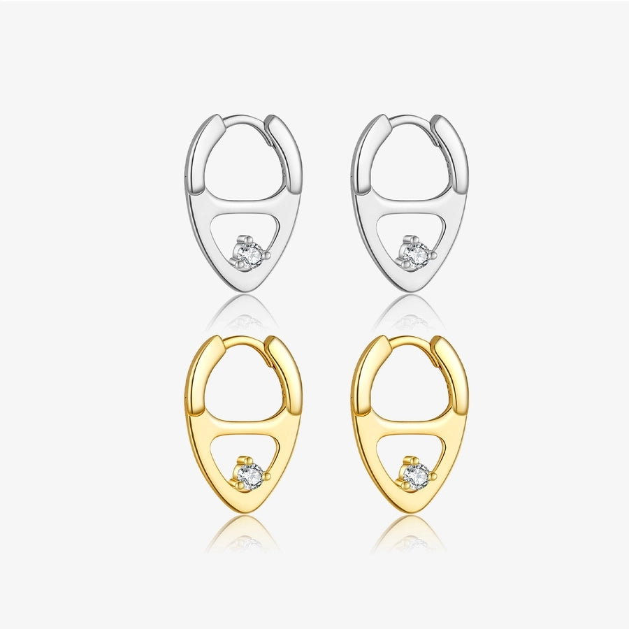 1 Pair 18K Gold Plated White Gold Plated 925 Sterling Silver Zircon 925 Sterling Silver Earrings Geometric Earrings