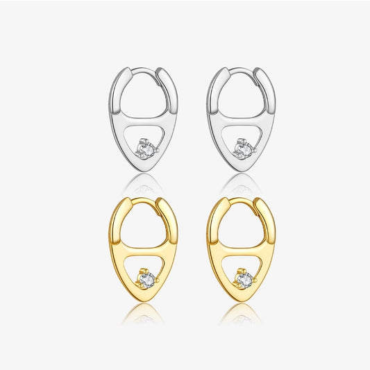 1 Pair 18K Gold Plated White Gold Plated 925 Sterling Silver Zircon 925 Sterling Silver Earrings Geometric Earrings