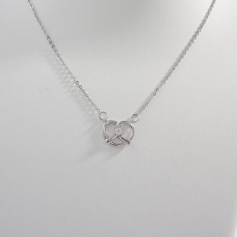 925 Sterling Silver Plated Zircon O-shaped chain Plating Inlay Red Heart Alkaline Junction Pendant Necklace