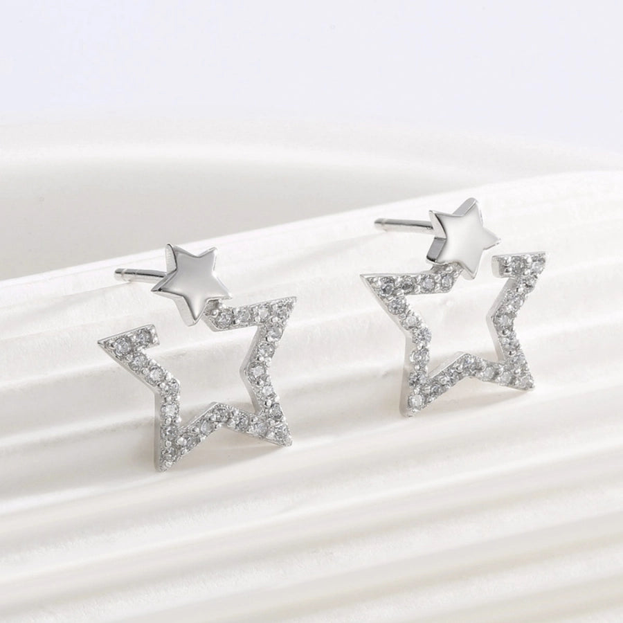 1 Pair 925 Sterling Silver 925 Sterling Silver Earrings Star Ear Studs