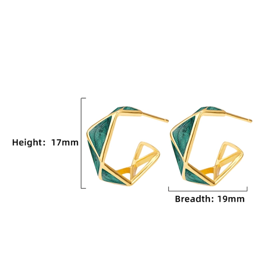 1 Pair 18K Gold Plated 925 Sterling Silver 925 Sterling Silver Earrings Geometric Color Block Ear Studs