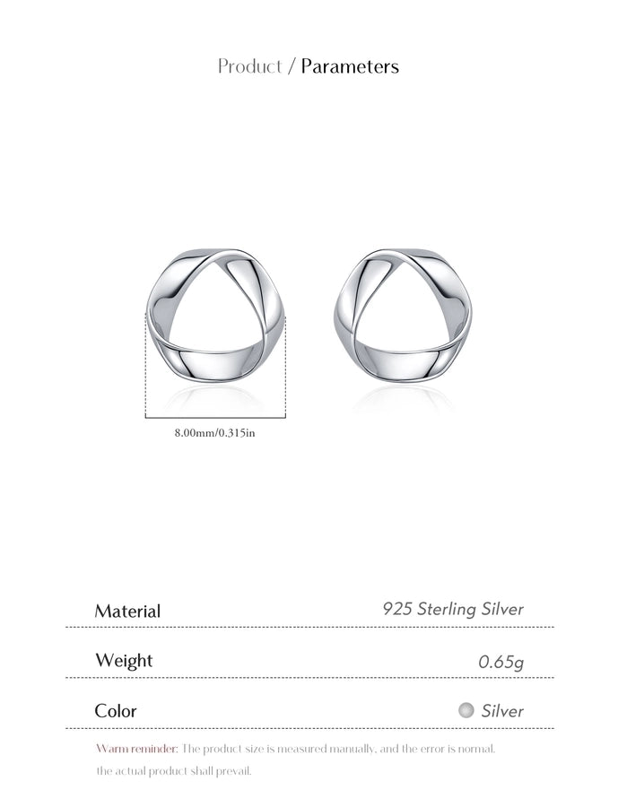 1 Pair Rhodium Plated 925 Sterling Silver 925 Sterling Silver Earrings Geometric Ear Studs