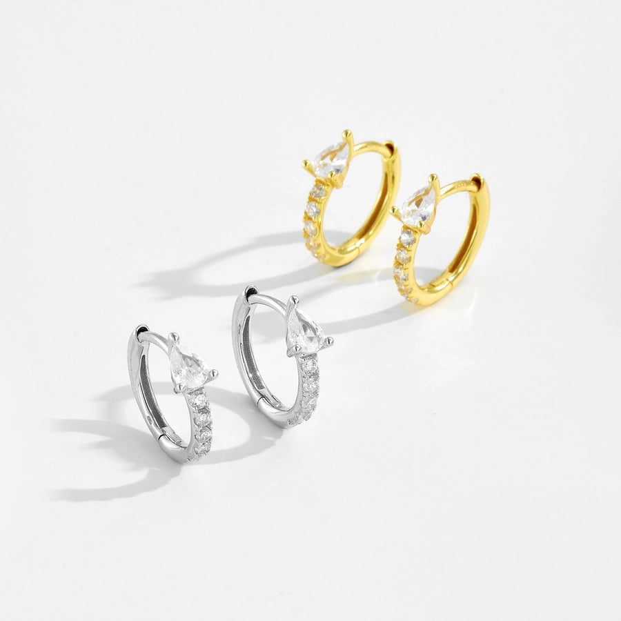 1 Pair 18K Gold Plated White Gold Plated 925 Sterling Silver Zircon 925 Sterling Silver Earrings Geometric Hoop Earrings