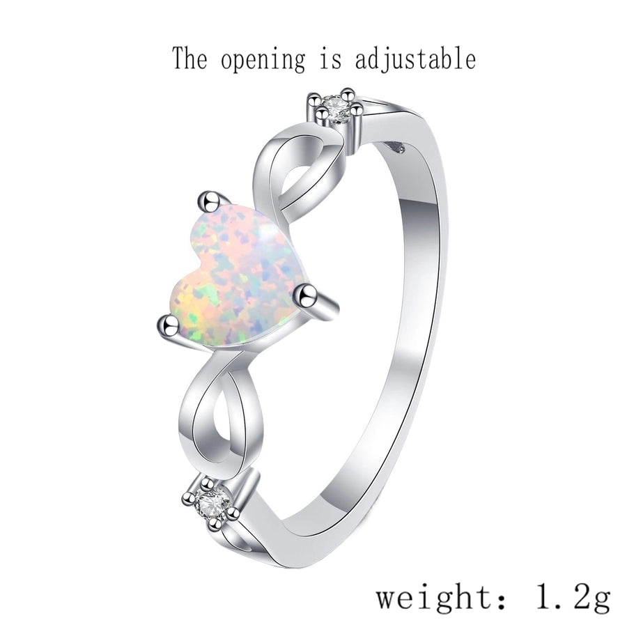 925 Sterling Silver Opal Heart Shape Rings 925 Sterling Silver Rings