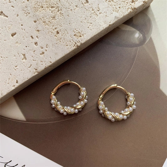 1 Pair 925 Sterling Silver Artificial Pearls 925 Sterling Silver Earrings Geometric Earrings