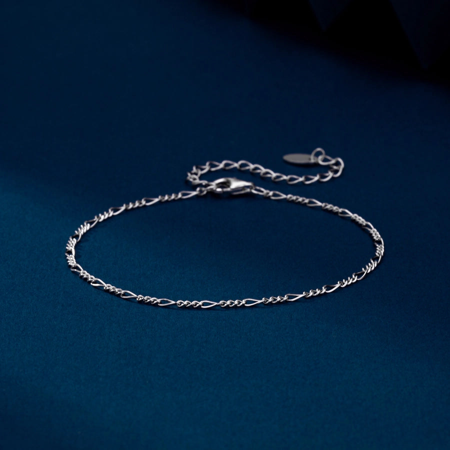 925 Sterling Silver figaro chain Bracelets Simple Style