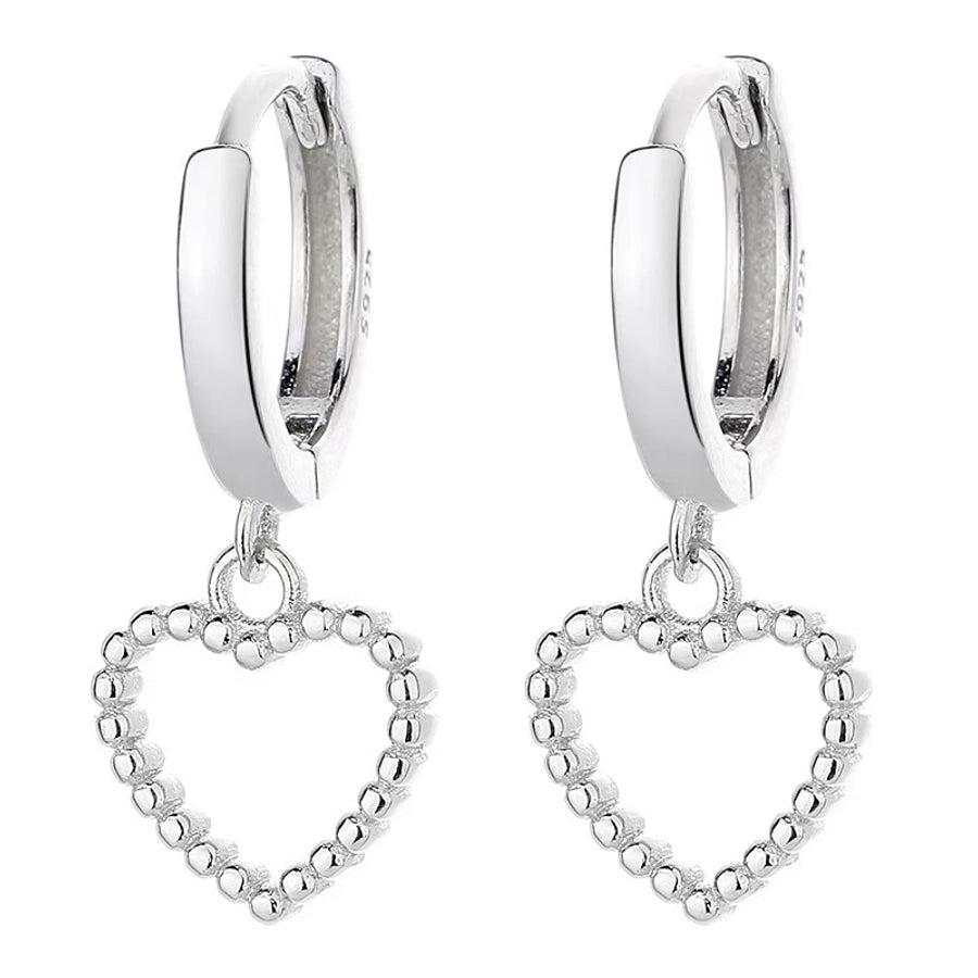 K Gold Plated White Gold Plated 925 Sterling Silver 925 Sterling Silver Earrings Heart Shape Drop Earrings