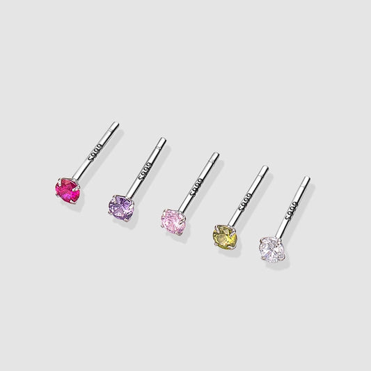 1 Pair 925 Sterling Silver Zircon 925 Sterling Silver Earrings Geometric Earrings