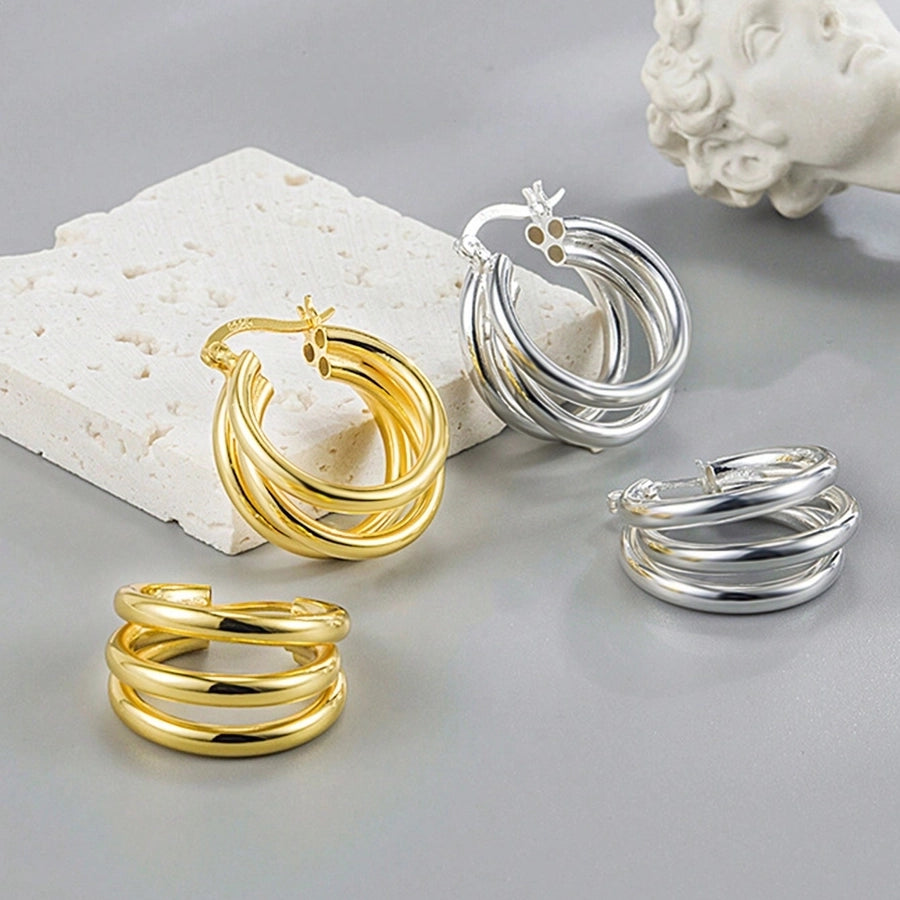 1 Pair 14K Gold Plated White Gold Plated 925 Sterling Silver 925 Sterling Silver Earrings U Shape Earrings