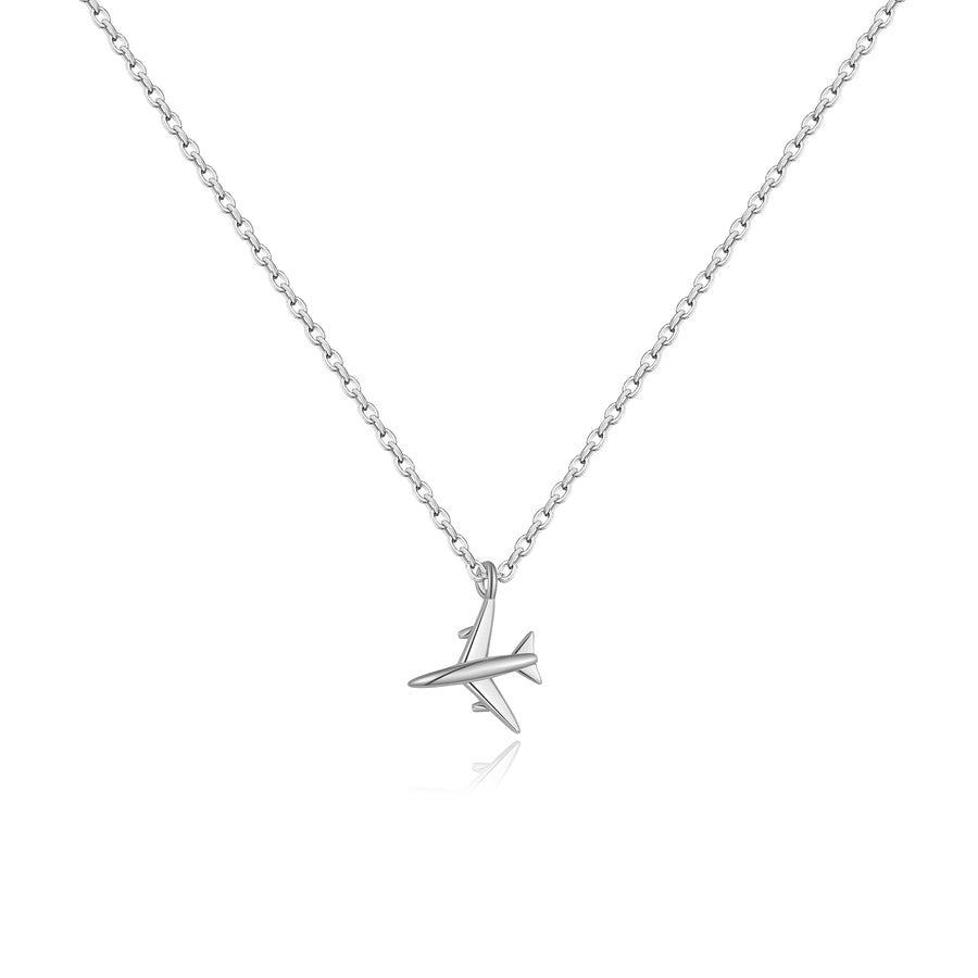 S925 Sterling Silver Necklace Bracelet Aircraft Design Pendant  Retro Simplicity  Clavicle Chain Jewelry