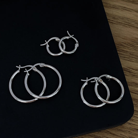 1 Pair 925 Sterling Silver 925 Sterling Silver Earrings Geometric Hoop Earrings