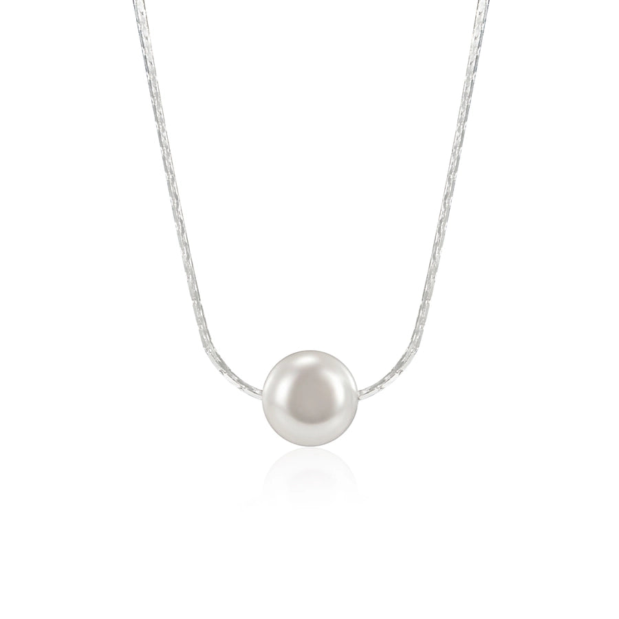 925 Sterling Silver Freshwater Pearl  Geometric Pearl Pendant Necklace