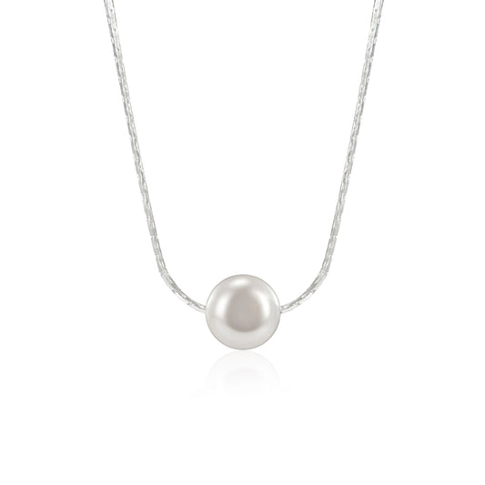 925 Sterling Silver Freshwater Pearl  Geometric Pearl Pendant Necklace