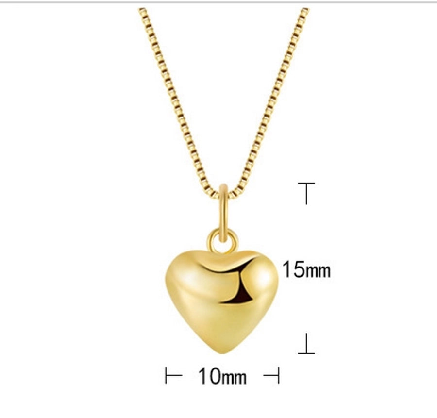 925 Sterling Silver box chain Plating Heart Shape Pendant Necklace