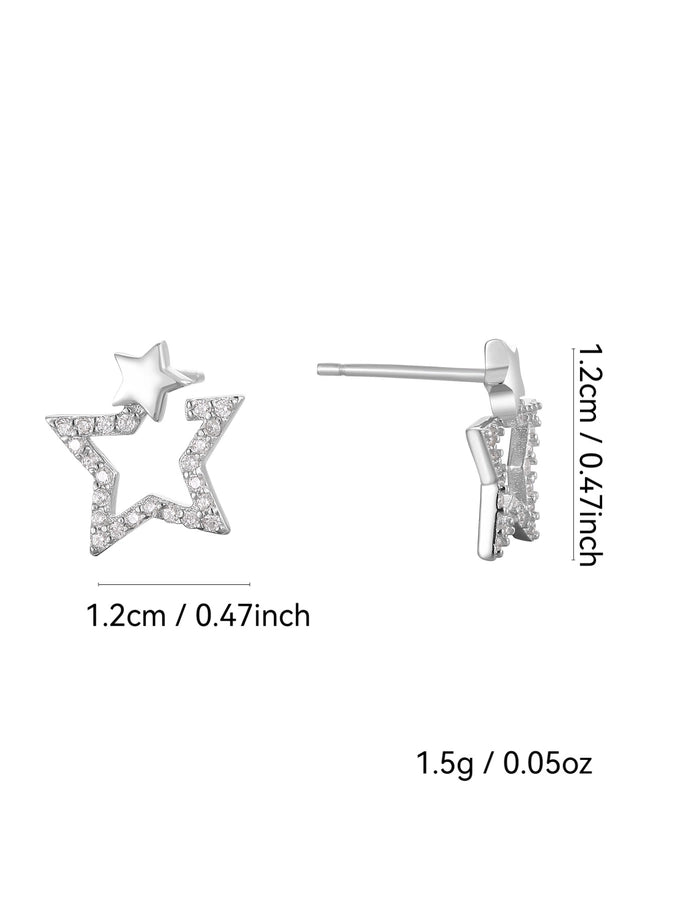 1 Pair 925 Sterling Silver 925 Sterling Silver Earrings Star Ear Studs