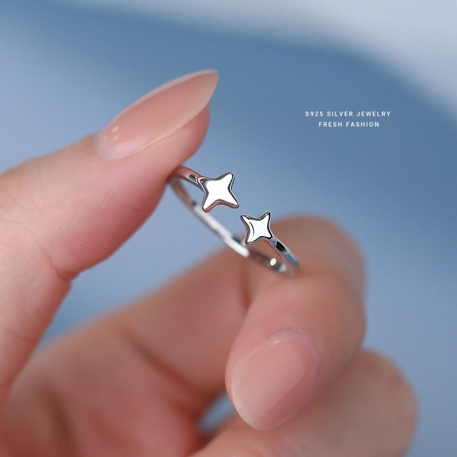 925 Sterling Silver Zircon Star Open Rings 925 Sterling Silver Rings