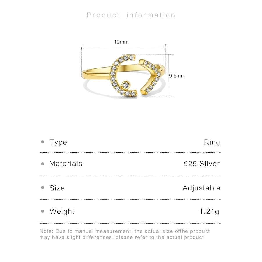 18K Gold Plated White Gold Plated 925 Sterling Silver Zircon Geometric Butterfly Open Rings 925 Sterling Silver Rings