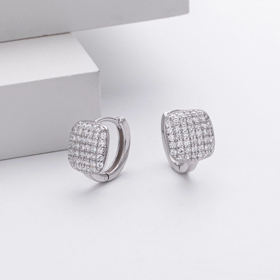 1 Pair 18K Gold Plated White Gold Plated Rhodium Plated 925 Sterling Silver 925 Sterling Silver Diamond 925 Sterling Silver Earrings Geometric Earrings