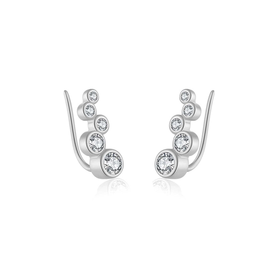 1 Pair 18K Gold Plated White Gold Plated 925 Sterling Silver Zircon 925 Sterling Silver Earrings Geometric Ear Studs