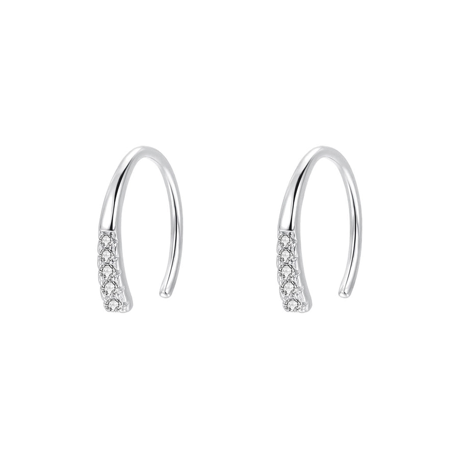 1 Pair 925 Sterling Silver Zircon 925 Sterling Silver Earrings U Shape Ear hook