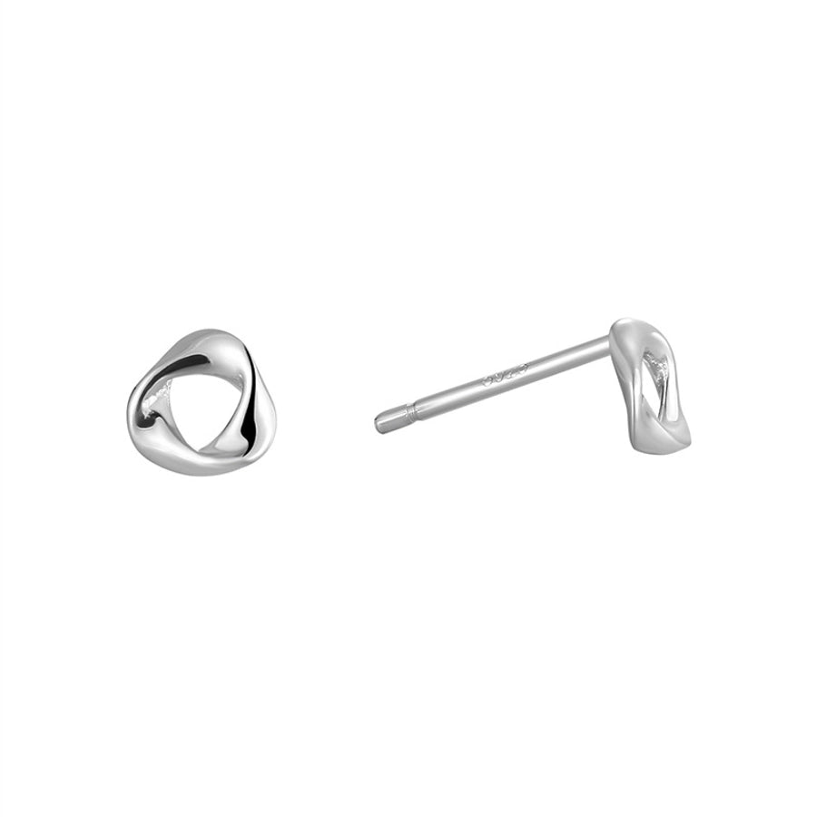 1 Pair 925 Sterling Silver 925 Sterling Silver Earrings Geometric Solid Color Ear Studs