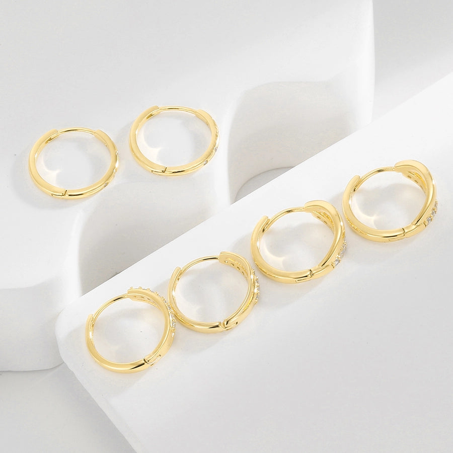 1 Pair 14K Gold Plated 925 Sterling Silver Zircon 925 Sterling Silver Earrings Circle Earrings