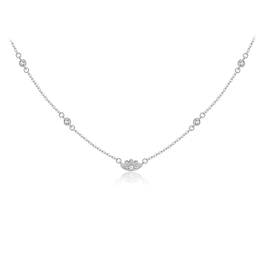 925 Sterling Silver Zircon cable chain Devil's Eye Pendant Necklace