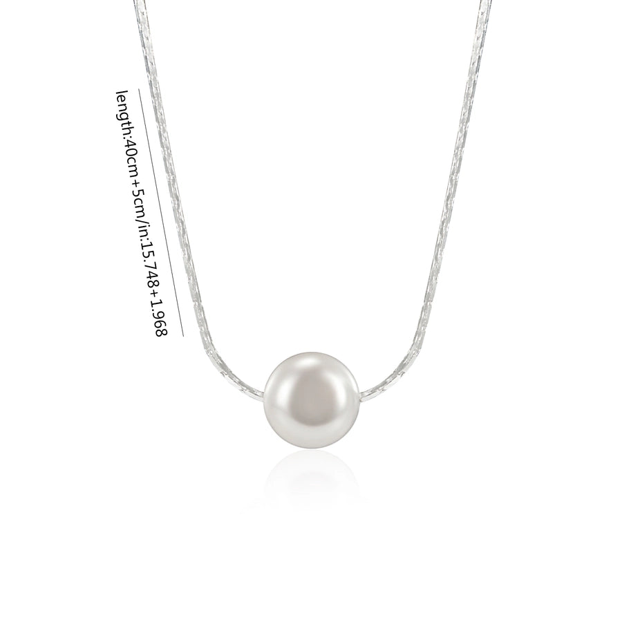 925 Sterling Silver Freshwater Pearl  Geometric Pearl Pendant Necklace