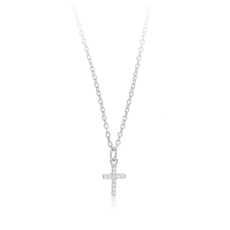 925 Sterling Silver 925 Sterling Silver Rack Plated Plated Long-Lasting Plated Zircon cable chain Inlay Cross Pendant Necklace