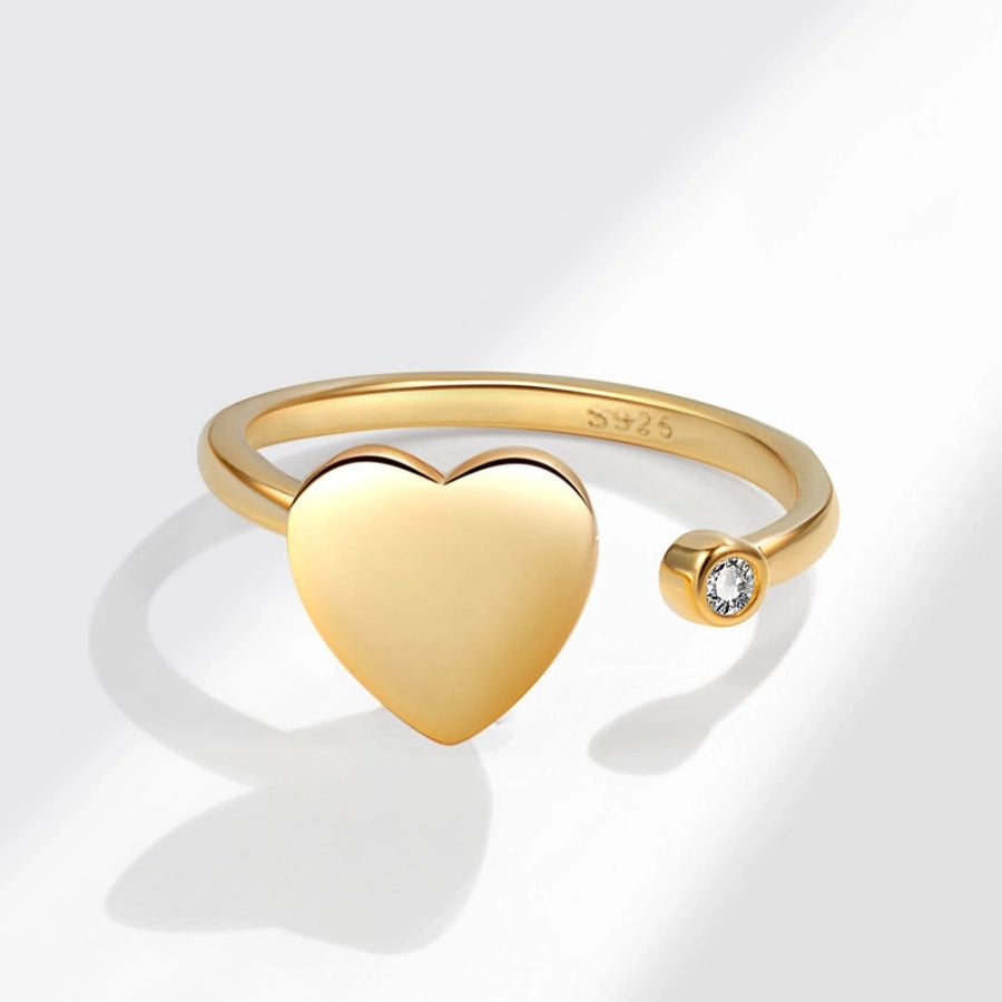 18K Gold Plated 925 Sterling Silver Zircon Heart Shape Open Rings Anxiety Ring 925 Sterling Silver Rings