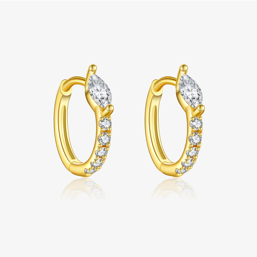 1 Pair 18K Gold Plated White Gold Plated 925 Sterling Silver Zircon 925 Sterling Silver Earrings Geometric Hoop Earrings