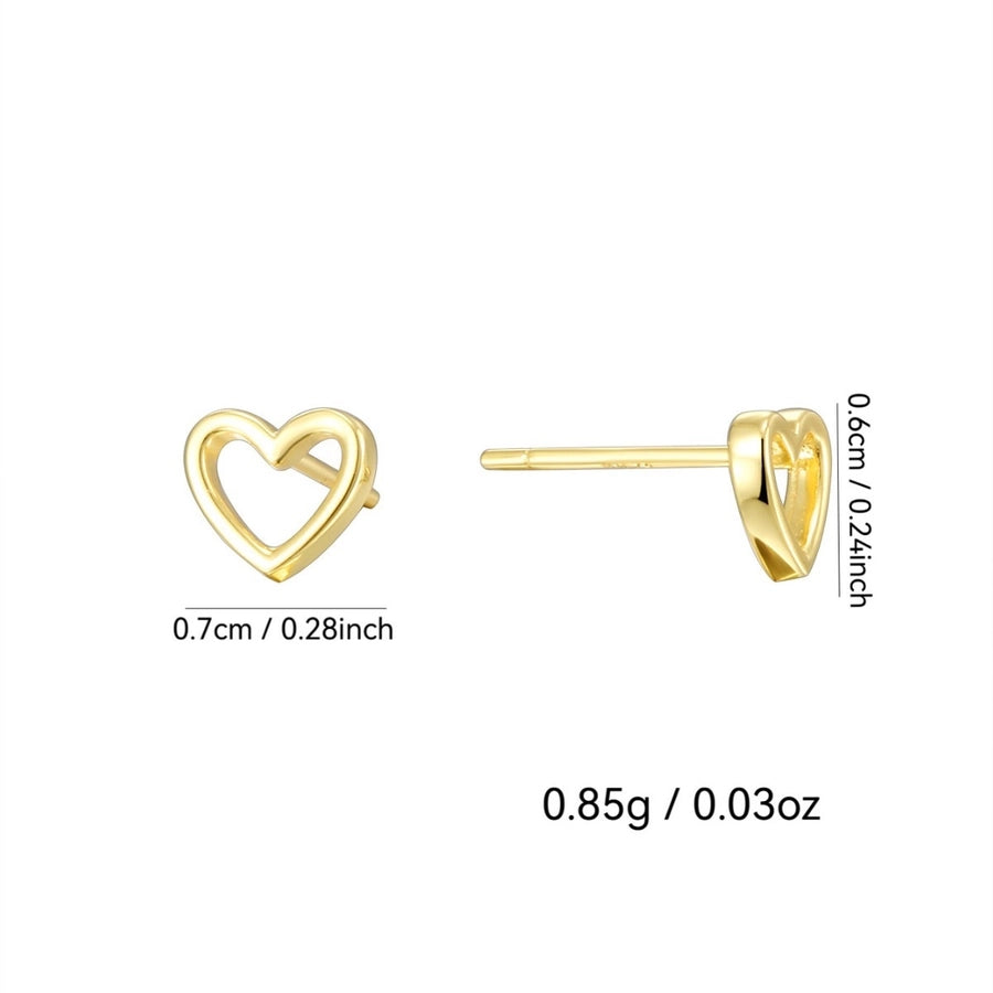 1 Pair 925 Sterling Silver 925 Sterling Silver Earrings Heart Shape Ear Studs