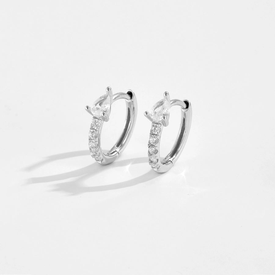 1 Pair 18K Gold Plated White Gold Plated 925 Sterling Silver Zircon 925 Sterling Silver Earrings Geometric Hoop Earrings