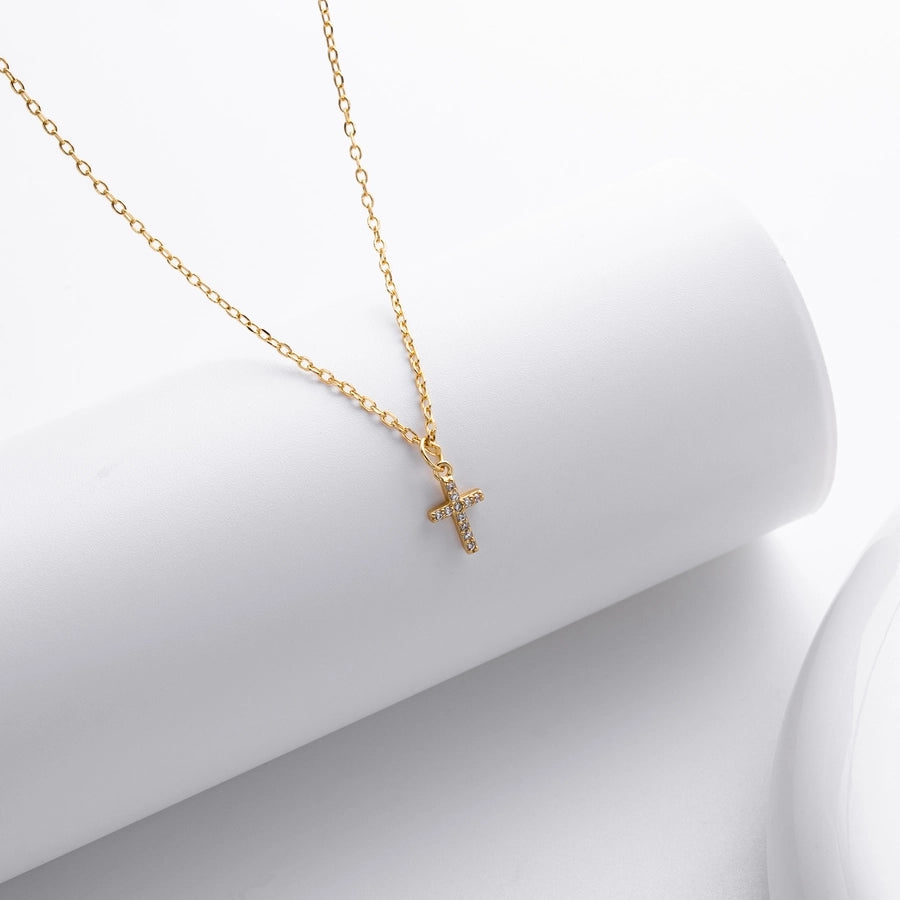 925 Sterling Silver 925 Sterling Silver Rack Plated Plated Long-Lasting Plated Zircon cable chain Inlay Cross Pendant Necklace